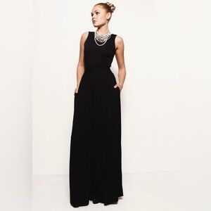 NWT Black Belted Backless Gown Dress Prom Wedding Jersey Audrey Hepburn Style